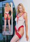 8615 - Leg Avenue Lace up front ruffle trimed bodysuit