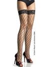 Fence Net Thigh Highs With Lace Top.